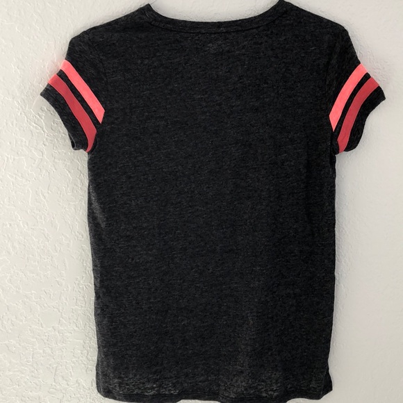 OLD NAVY black tee with coral arm stripes! - Picture 4 of 4